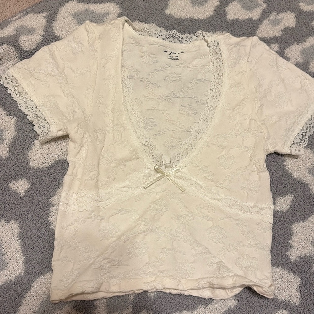 Cropped Lace white Urban Outfitters Top